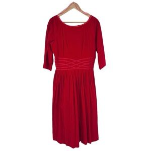 vintage red velvet party dress 1950s 1960s‎